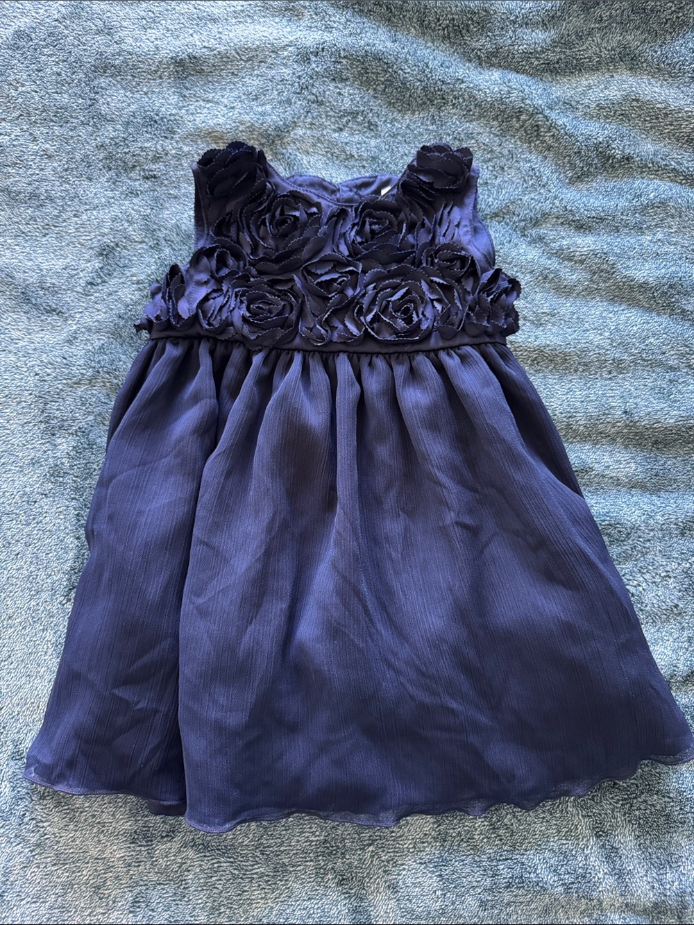 Carter's Navy Floral Rosette Chiffon Dress